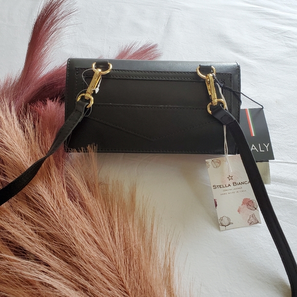 STELLA BIANCA Genuine Italian Leather Geometric Multicolor Crossbody Purse - Picture 4 of 11